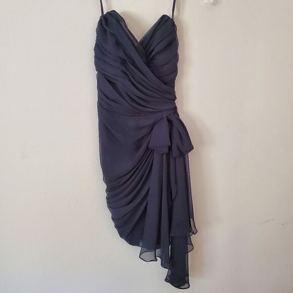 Vintage Tadashi Black Mini Dress Size 4 Strapless Y2K  Coquette Prom - Picture 2 of 14